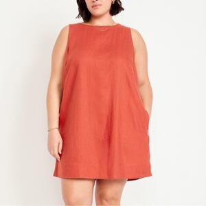 Old Navy Gingerspice Linen-Blend Mini Shift Dress